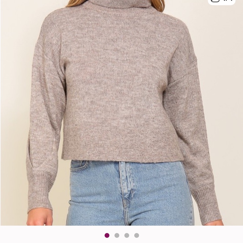 Lumiere Turtleneck Marled Sweater Brown Gray Sweater Medium